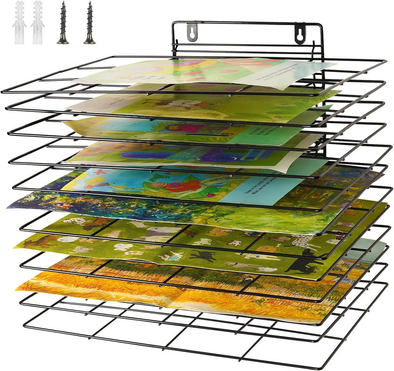 Lzttyee Art Drying Rack for Classroom Paint Drying Rack Small Art Drying Rack Wall Art Storage Rack with 12 Removable Shelves for Classrooms and Art Studios (Black, 12 Shelves) - Image 1